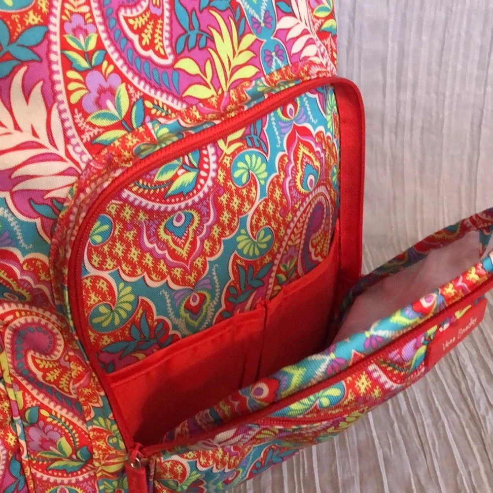 VERA BRADLEY Iconic Campus Floating Garden SZ XL triple zip canvas tropical - Picture 7 of 16